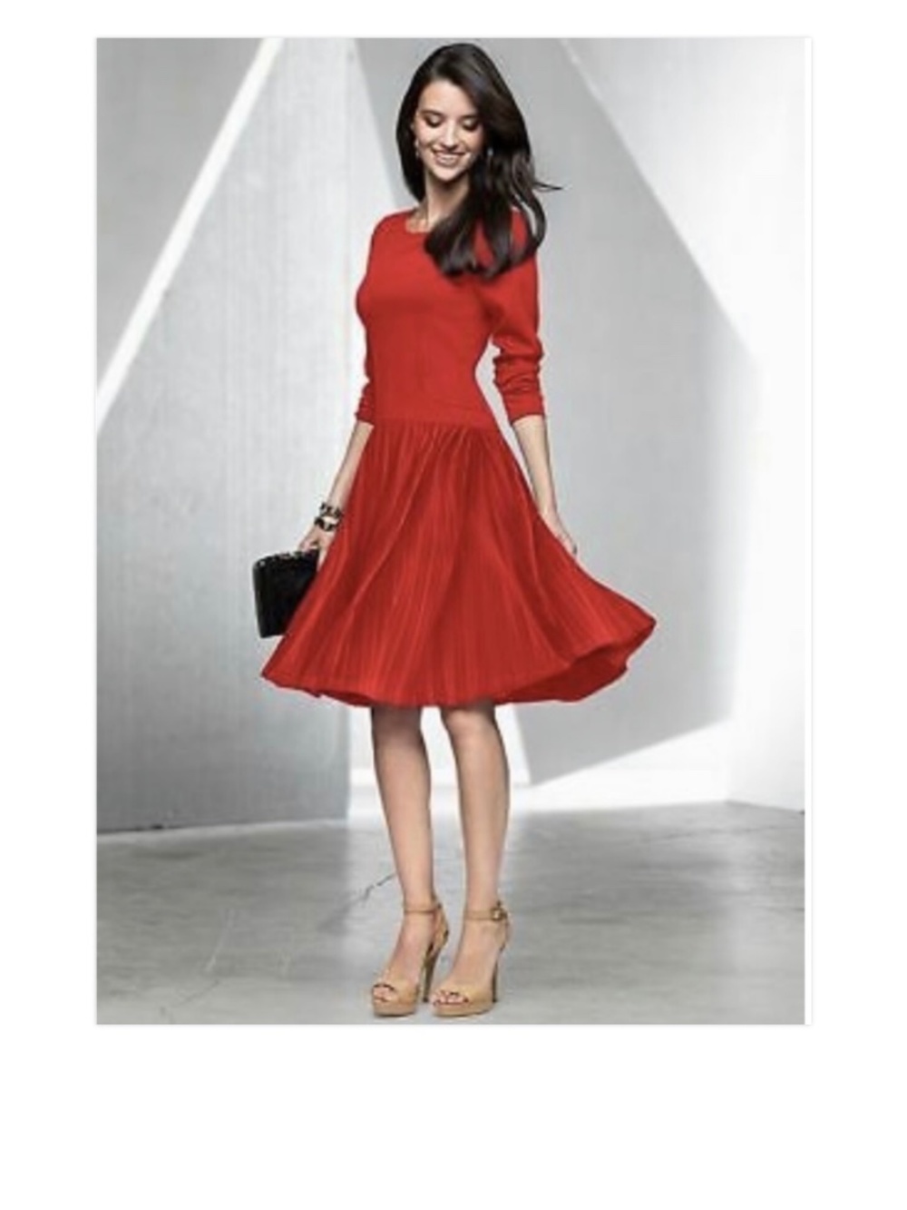 Venus Jersey Knit Fit & Flare Pleated Skirt Dress Size Small (4-6)